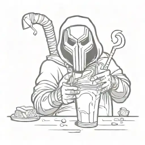 ghostface drinking slurpee tattoo design idea