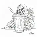 ghostface drinking slurpee tattoo design idea