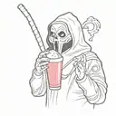ghostface drinking slurpee tattoo design idea