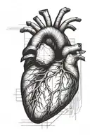 realistic heart with minimalistic lines  tattoo design idea
