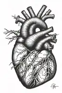 realistic heart with minimalistic lines  tattoo design idea