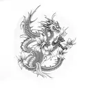 Dragon and red spider lily tattoo design idea