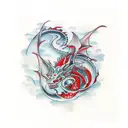 Dragon and red spider lily tattoo design idea
