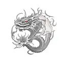Dragon and red spider lily tattoo design idea