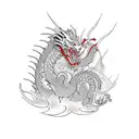 Dragon and red spider lily tattoo design idea