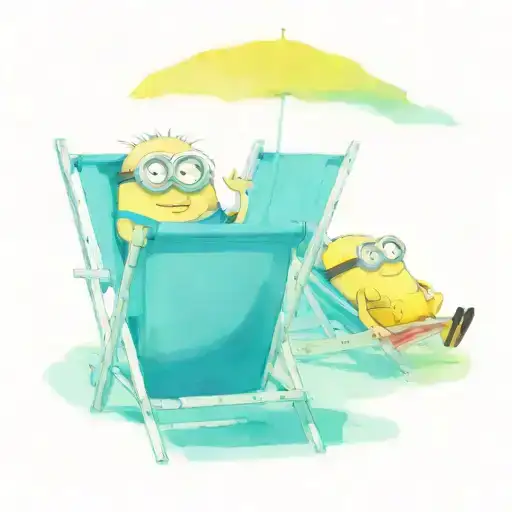 2 minions in beach chairs tattoo design idea