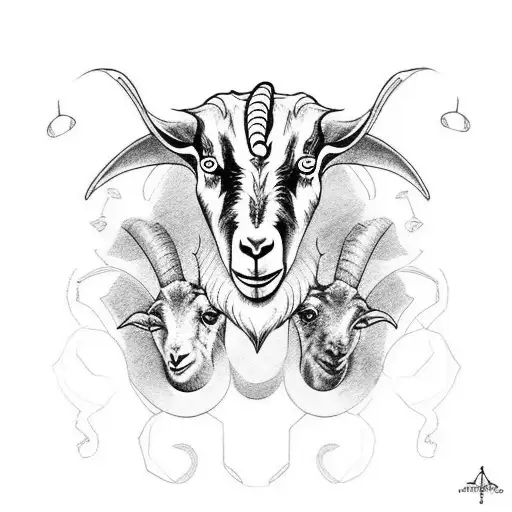 A goat outline with the number 12 written in the middle of it. 7 Lombardi super bowl trophies as the background tattoo design idea