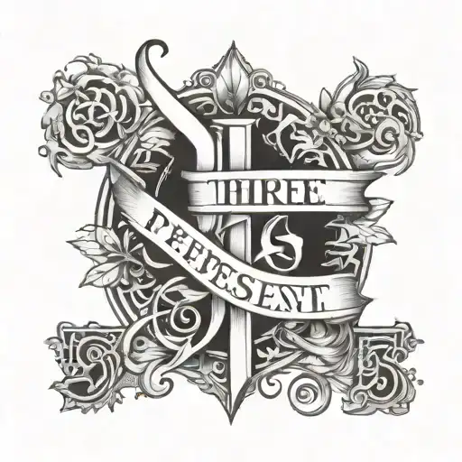 three S letters+live in the present philosophy tattoo design idea