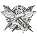 three s interlaced+waves+arrow tattoo design idea