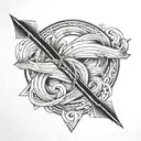 three s interlaced+waves+arrow tattoo design idea