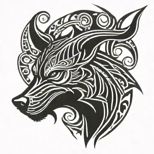 viking wolf face tattoo design idea