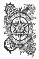 Anchor Star Compass Rudder tattoo design idea