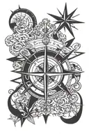 Anchor Star Compass Rudder tattoo design idea