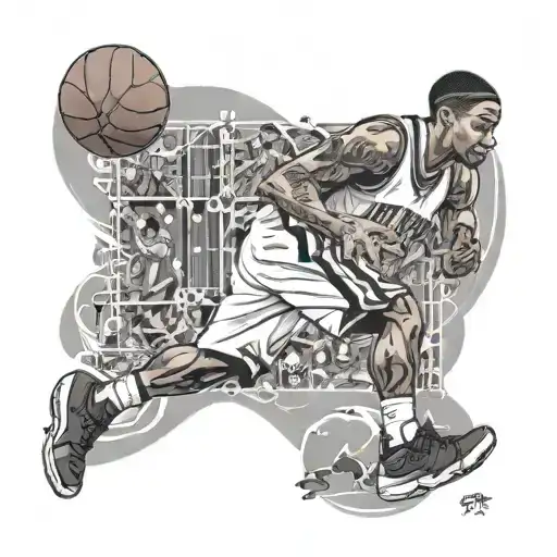 A basketball court with Allen Iverson's famous crossover move tattoo design idea