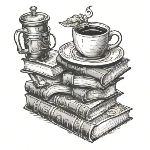 coffee books tattoo design idea