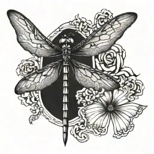 dragonfly flying tattoo design idea