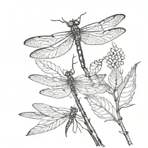 dragonfly flying tattoo design idea