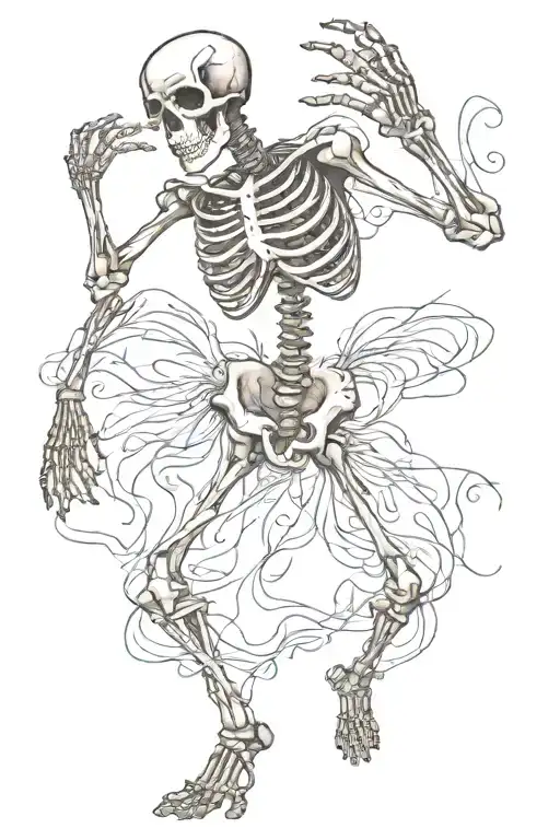 Skeleton dancing tattoo design idea