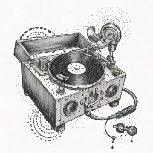 A vintage record player tattoo design idea