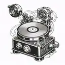 A vintage record player tattoo design idea