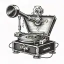 A vintage record player tattoo design idea