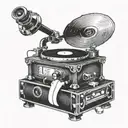 A vintage record player tattoo design idea