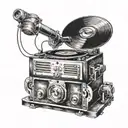 A vintage record player tattoo design idea