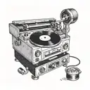 A vintage record player tattoo design idea