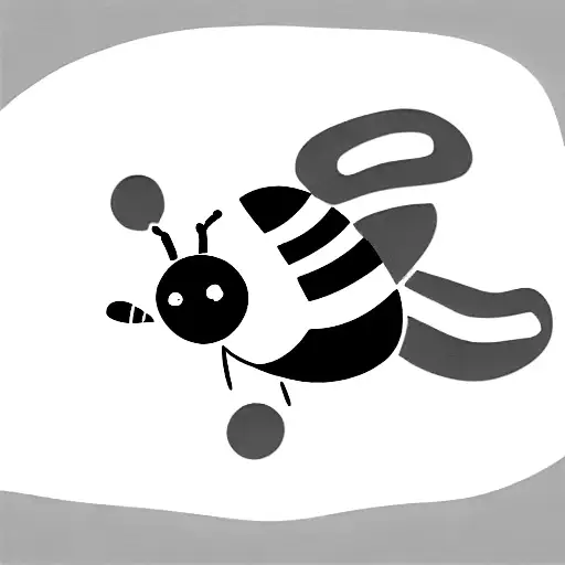 a simple cartoon bee that's smiling and has a trail of minimalist stars behind it in pink, blue, and yellow tattoo design idea