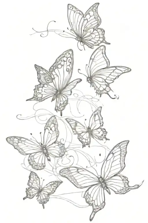 3 butterflies in flight tattoo design idea