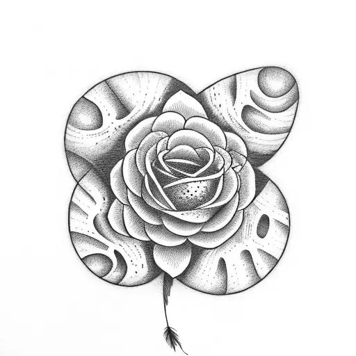 Feather birthstone flower  tattoo design idea