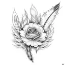 Feather birthstone flower  tattoo design idea