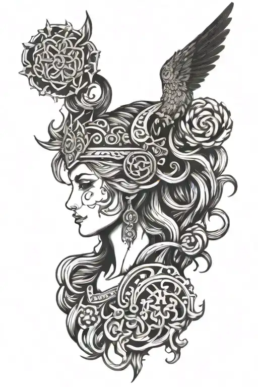 freya goddess tattoo design idea