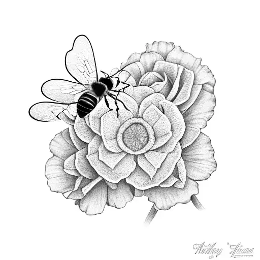 A collage of flowers, bees, and butterflies forming the names Jace, Madison, Ella, and Harper tattoo design idea