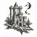 engineer castle surrounded tattoo design idea