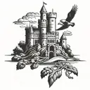 engineer castle surrounded tattoo design idea