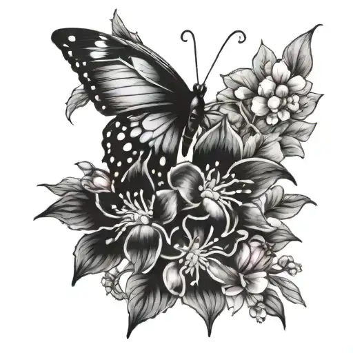 fairy bouquet butterflies sakura flower snapdragon tattoo tattoo design idea
