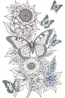 butterfly bluebonnet snapdragon sunflower tattoo design tattoo design idea