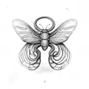 snake headed butterfly wings tattoo design idea