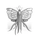 snake headed butterfly wings tattoo design idea