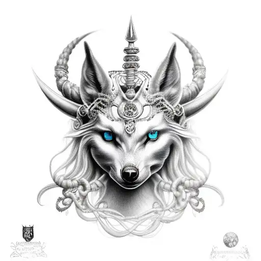 black and grey Freya goddess  tattoo design idea