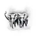 3 elephants faces tattoo design idea