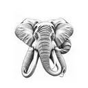  three elephants faces tattoo design idea