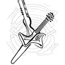 A jing jang symbol transformed into a guitar shape, representing the harmony between music and life. tattoo design idea