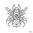 crab capricorn scorpion rose tattoo design idea
