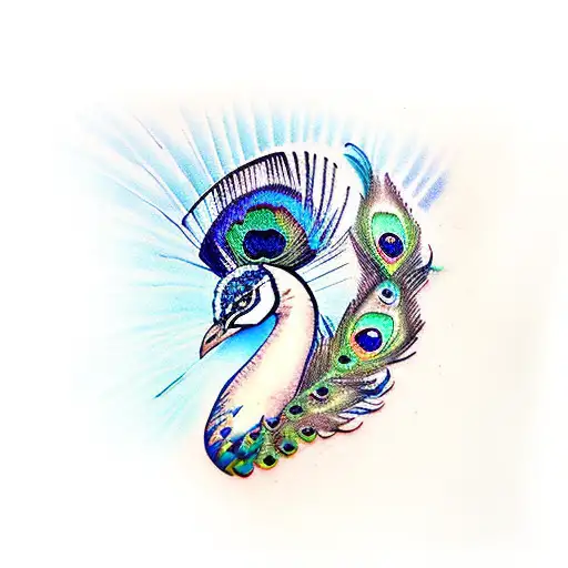 peacock feather with krishna tattoo design idea