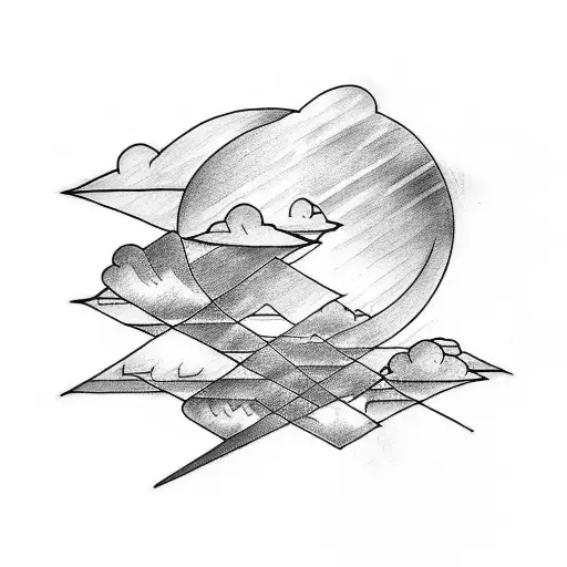tattoo sketch of rain and clouds but more abstract tattoo design idea