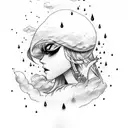 tattoo sketch of rain and clouds but more abstract tattoo design idea