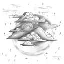 tattoo sketch of rain and clouds but more abstract tattoo design idea