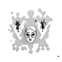 three floating people vertically one above the other in different stages of completion tattoo design idea